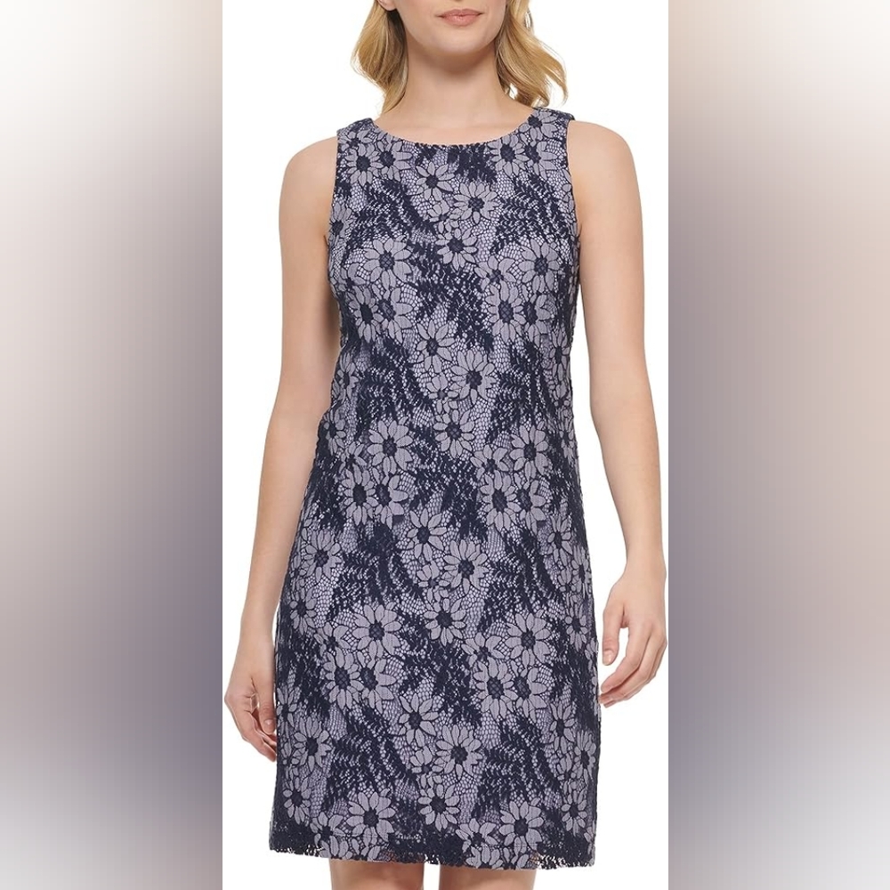 NWT Jessica Howard Sleeveless Lace Overlay Shift Dress 6P Petite